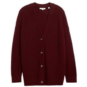 Vince Oversized Cashmere Blend Cardigan in Plum Wine Size Medium
